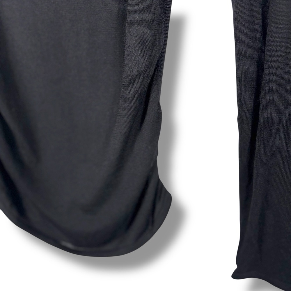 Theory Open Neck Shirred Wool Blend Sweater, Black, Size Medium - Picture 6 of 13